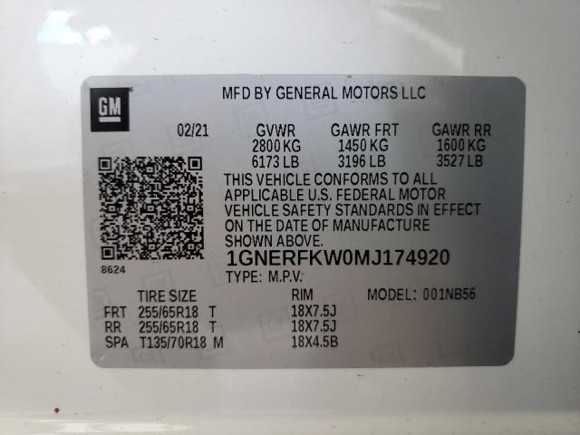 Photo 10 from auction – 2021 CHEVROLET TRAVERSE L with VIN 1GNERFKW0MJ174920