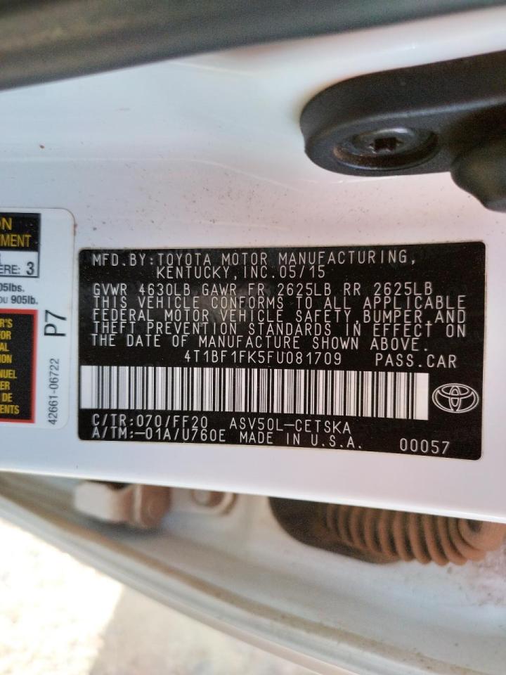 Photo 10 from auction – 2015 TOYOTA CAMRY LE with VIN 4T1BF1FK5FU081709