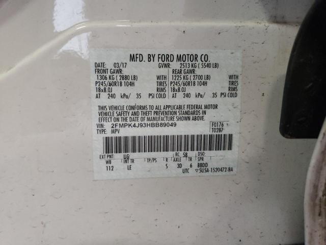Photo 10 from auction – 2017 FORD EDGE SEL with VIN 2FMPK4J93HBB89049