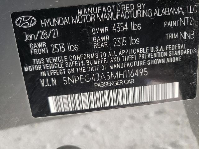 Photo 10 from auction – 2021 HYUNDAI SONATA SE with VIN 5NPEG4JA5MH116495