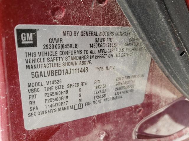 Photo 10 from auction – 2010 BUICK ENCLAVE CX with VIN 5GALVBED1AJ111448