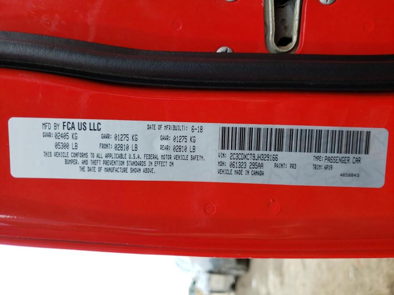 Photo 10 from auction – 2018 DODGE CHARGER R/ with VIN 2C3CDXCT9JH329166