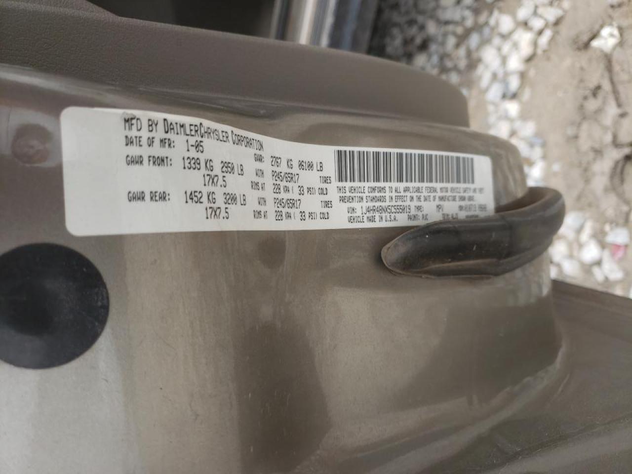 Photo 10 from auction – 2005 JEEP GRAND CHER with VIN 1J4HR48NX5C555019