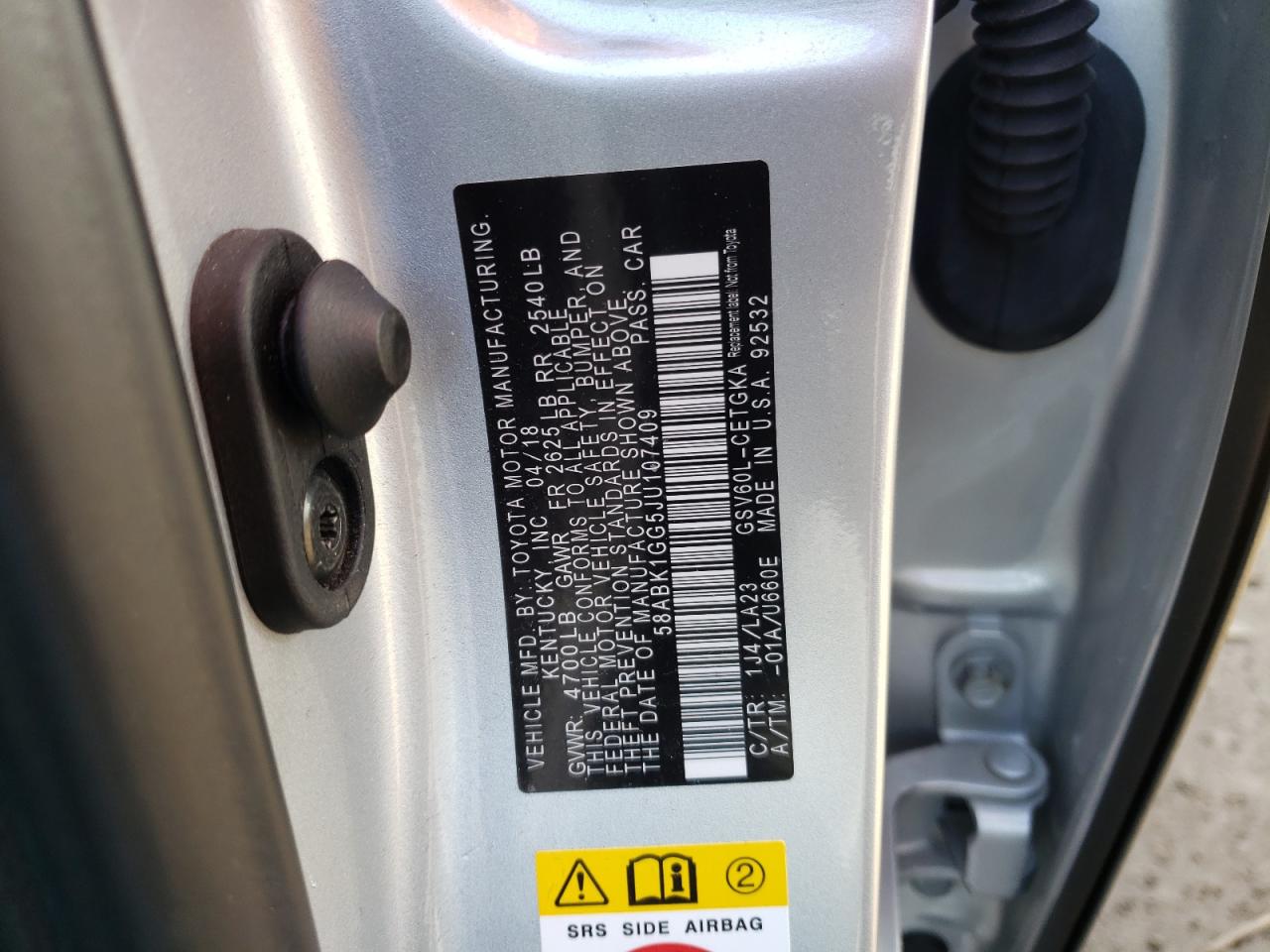Photo 10 from auction – 2018 LEXUS ES 350 with VIN 58ABK1GG5JU107409