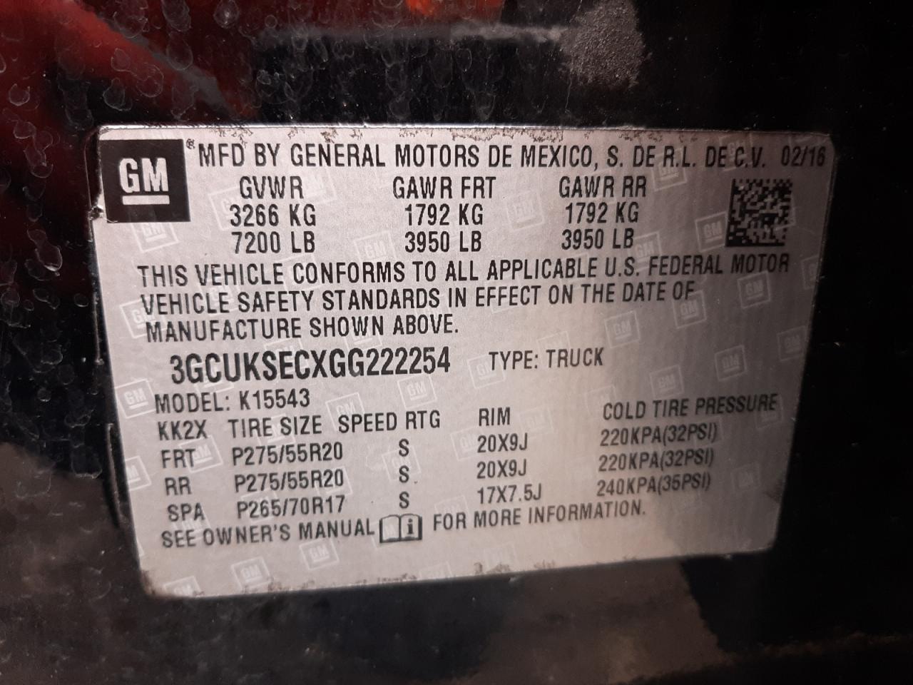 Photo 10 from auction – 2016 CHEVROLET SILVERADO with VIN 3GCUKSECXGG222254