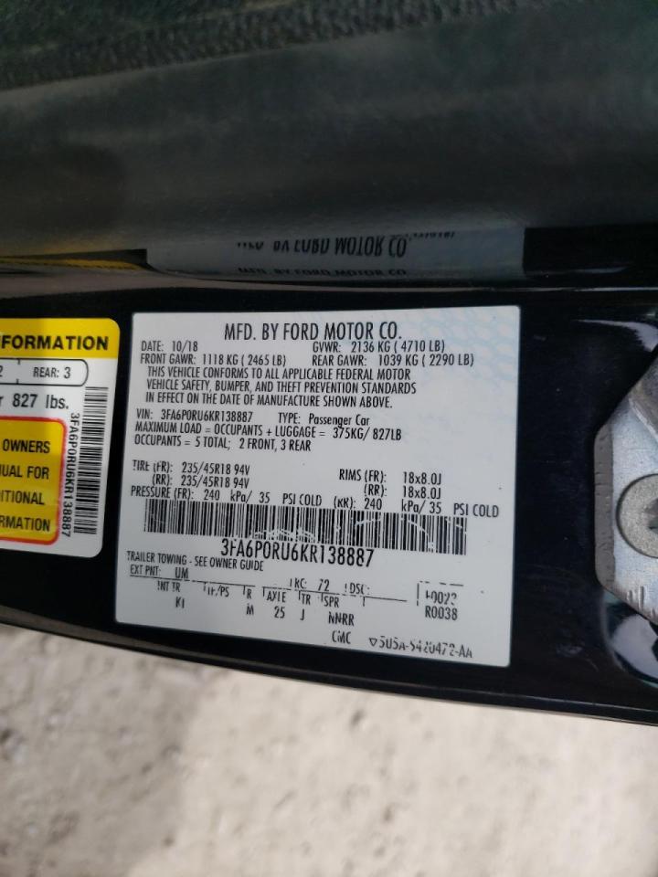Photo 10 from auction – 2019 FORD FUSION TIT with VIN 3FA6P0RU6KR138887