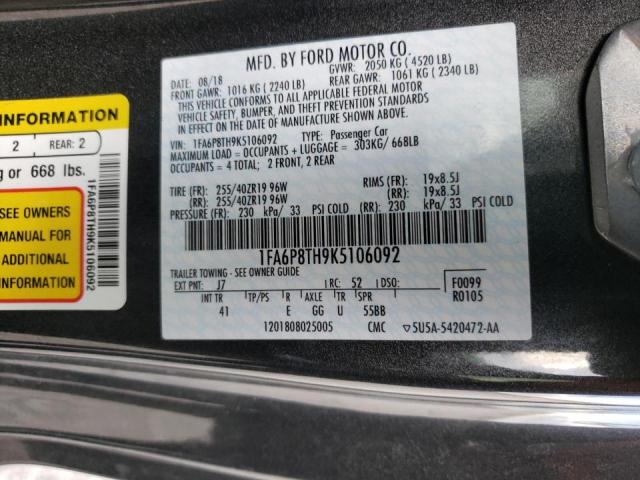 Photo 10 from auction – 2019 FORD MUSTANG with VIN 1FA6P8TH9K5106092