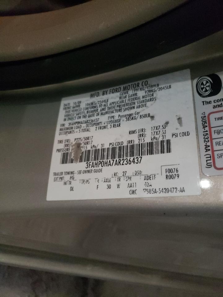 Photo 10 from auction – 2010 FORD FUSION with VIN 3FAHP0HA7AR236437