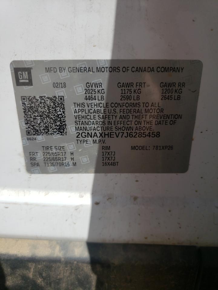 Photo 10 from auction – 2018 CHEVROLET EQUINOX LS with VIN 2GNAXHEV7J6285458