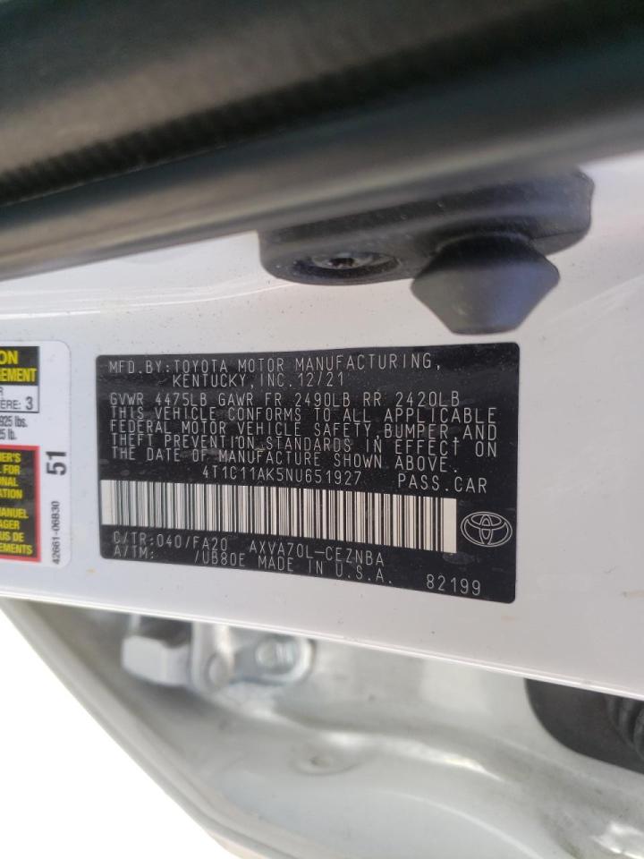 Photo 10 from auction – 2022 TOYOTA CAMRY LE with VIN 4T1C11AK5NU651927