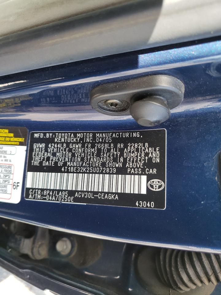 Photo 10 from auction – 2005 TOYOTA CAMRY LE with VIN 4T1BE32K25U072839
