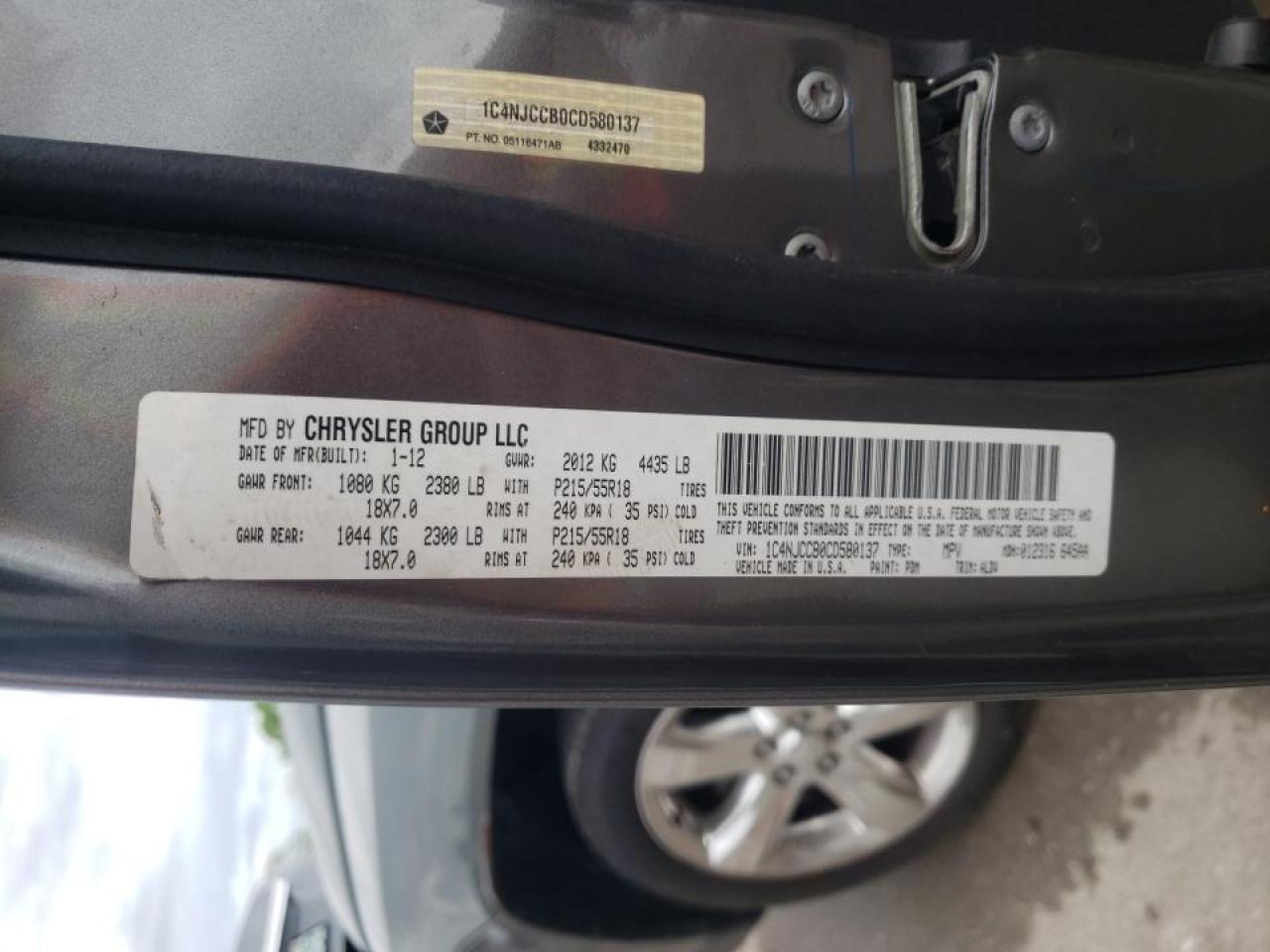 Photo 10 from auction – 2012 JEEP COMPASS LI with VIN 1C4NJCCB0CD580137