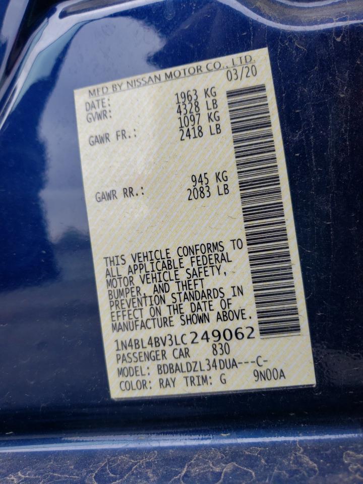 Photo 10 from auction – 2020 NISSAN ALTIMA S with VIN 1N4BL4BV3LC249062