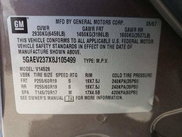 Photo 10 from auction – 2008 BUICK ENCLAVE CX with VIN 5GAEV237X8J105499