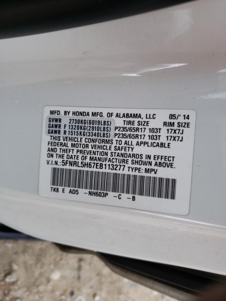 Photo 10 from auction – 2014 HONDA ODYSSEY EX with VIN 5FNRL5H67EB113277