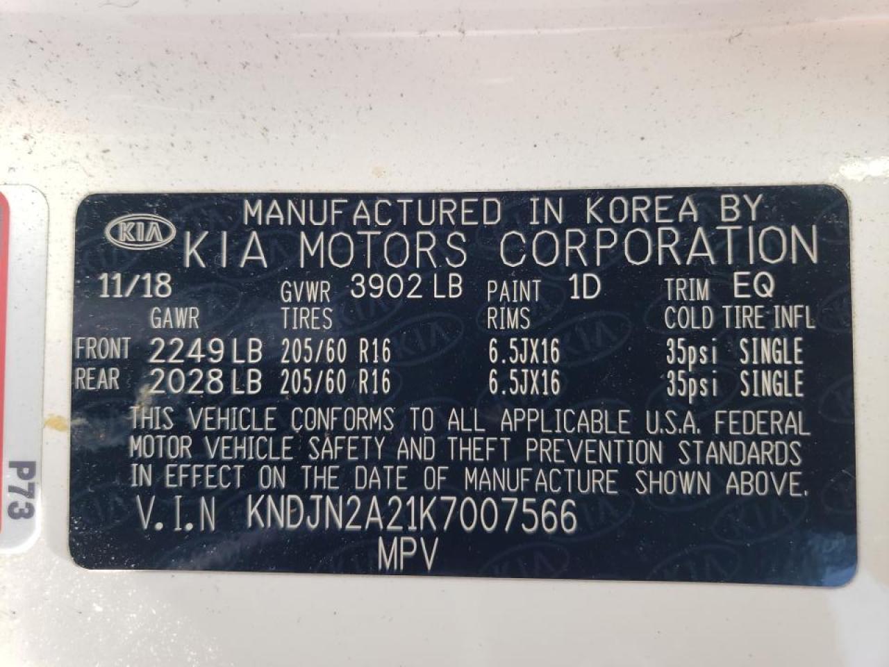 Photo 10 from auction – 2019 KIA SOUL with VIN KNDJN2A21K7007566