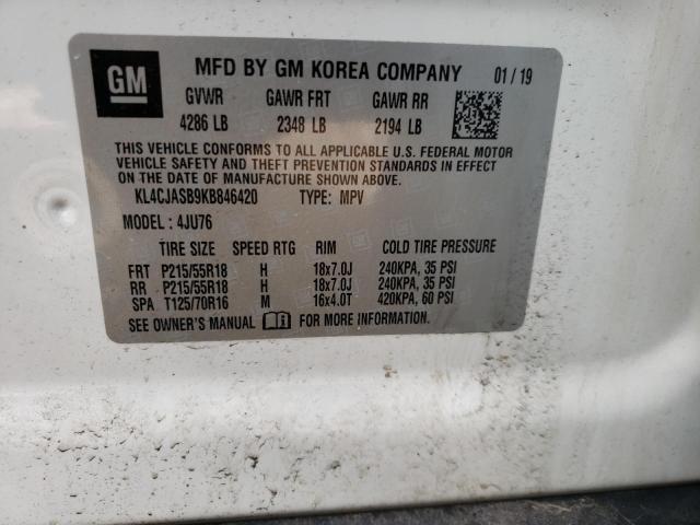 BUICK ENCORE PRE 2019 with VIN KL4CJASB9KB846420 - Photo from auction