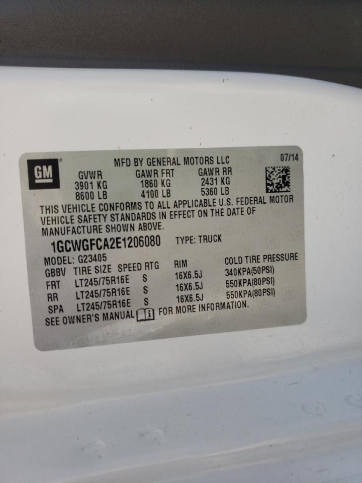 Photo 10 from auction – 2014 CHEVROLET EXPRESS G2 with VIN 1GCWGFCA2E1206080