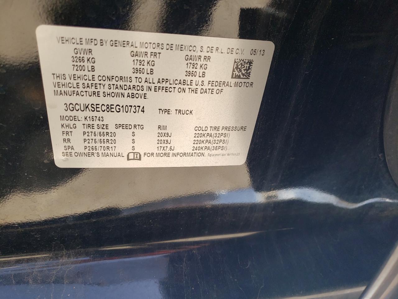 Photo 10 from auction – 2014 CHEVROLET SILVERADO with VIN 3GCUKSEC8EG107374