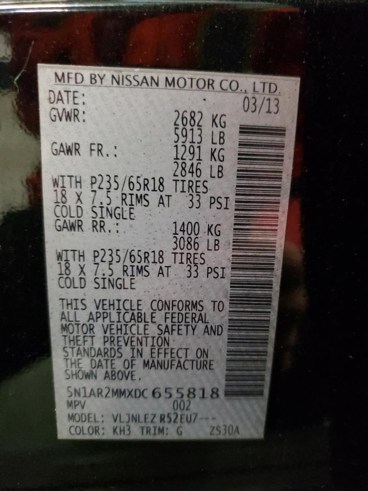 Photo 10 from auction – 2013 NISSAN PATHFINDER with VIN 5N1AR2MMXDC655818
