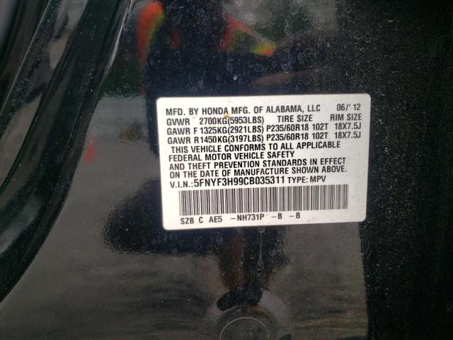 Photo 10 from auction – 2012 HONDA PILOT TOUR with VIN 5FNYF3H99CB035311