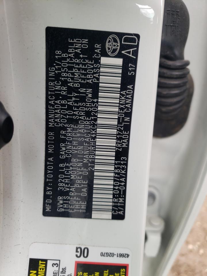 Photo 10 from auction – 2019 TOYOTA COROLLA L with VIN 2T1BURHE4KC212054