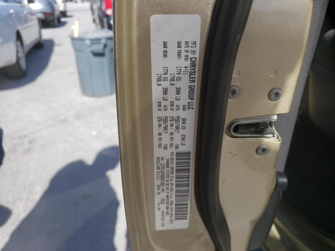 Photo 10 from auction – 2011 DODGE RAM 1500 with VIN 1D7RV1GPXBS671822
