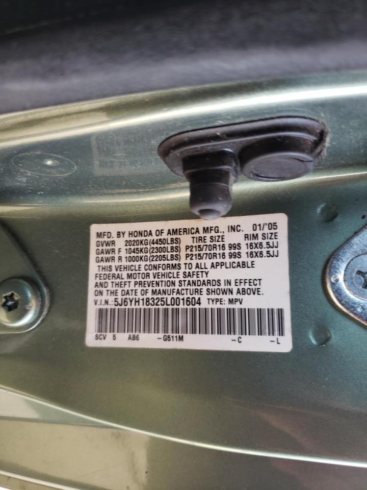 Photo 10 from auction – 2005 HONDA ELEMENT LX with VIN 5J6YH18325L001604