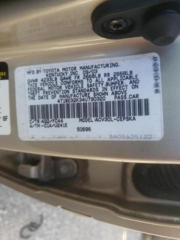 Photo 10 from auction – 2004 TOYOTA CAMRY LE with VIN 4T1BE32K34U790320