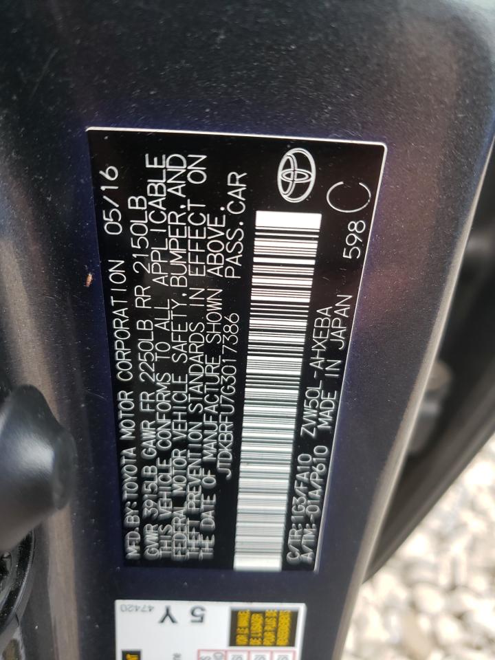 Photo 10 from auction – 2016 TOYOTA PRIUS with VIN JTDKBRFU7G3017386