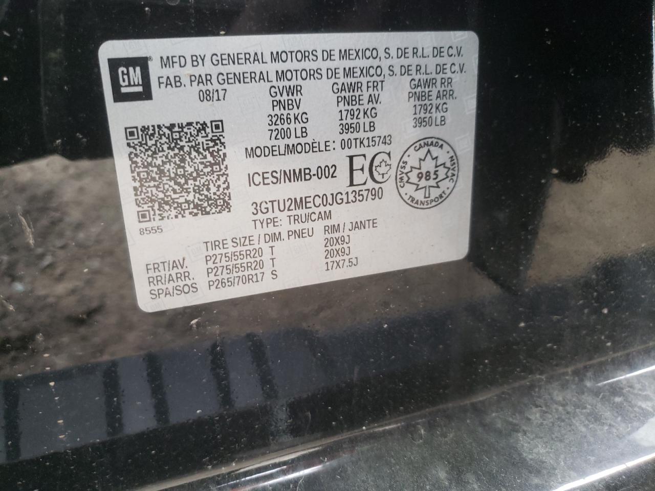 Photo 10 from auction – 2018 GMC SIERRA K15 with VIN 3GTU2MEC0JG135790