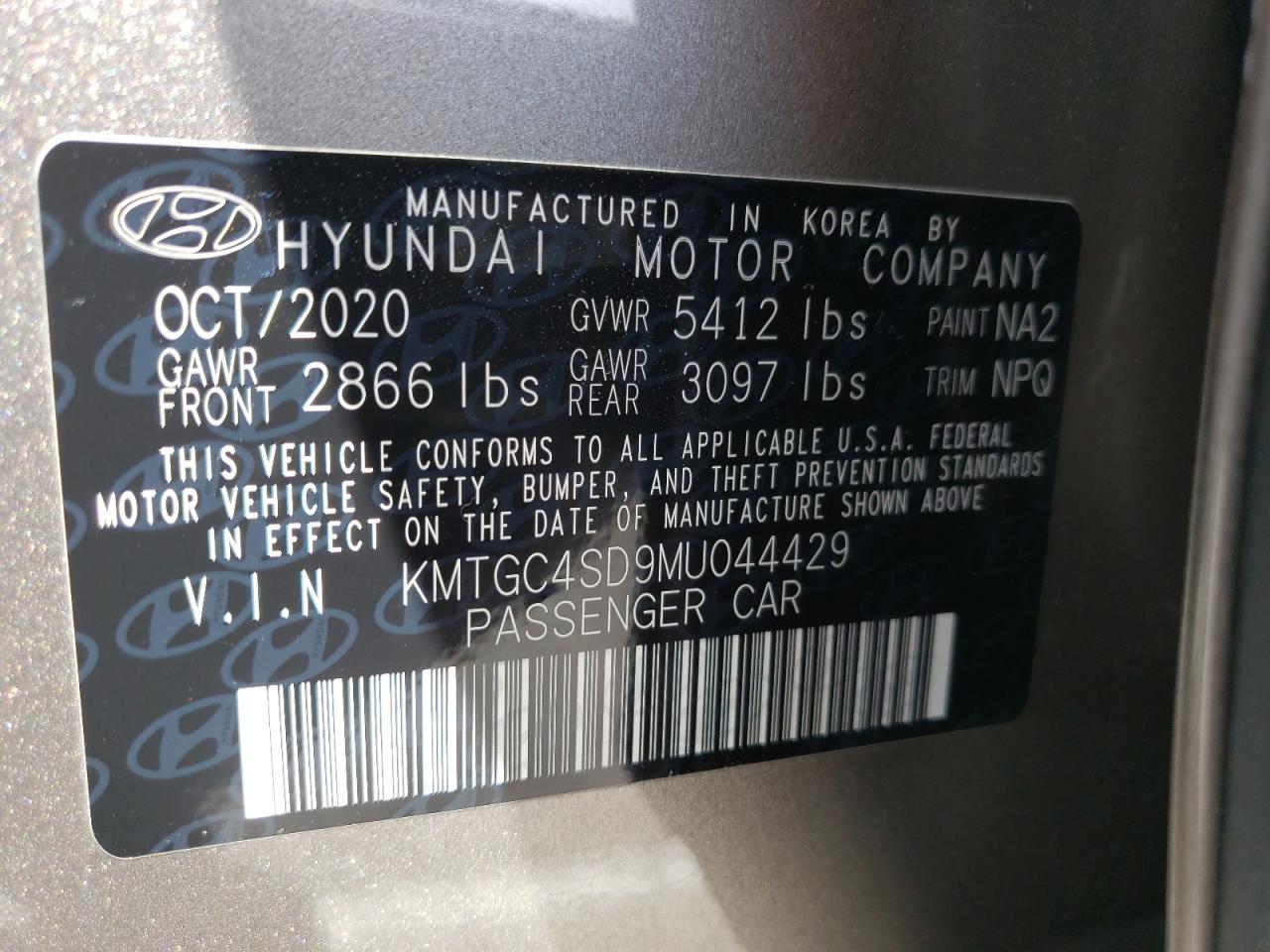 Photo 10 from auction – 2021 GENESIS G80 BASE with VIN KMTGC4SD9MU044429