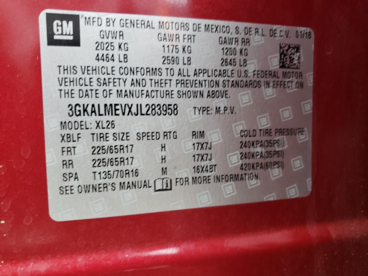 Photo 10 from auction – 2018 GMC TERRAIN SL with VIN 3GKALMEVXJL283958