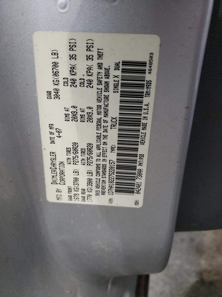 Photo 10 from auction – 2007 DODGE RAM 1500 S with VIN 1D7HA18227S220157
