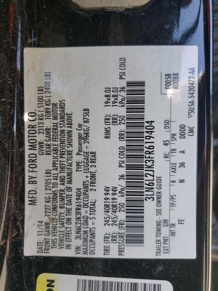 Photo 10 from auction – 2015 LINCOLN MKZ with VIN 3LN6L2JK3FR619404