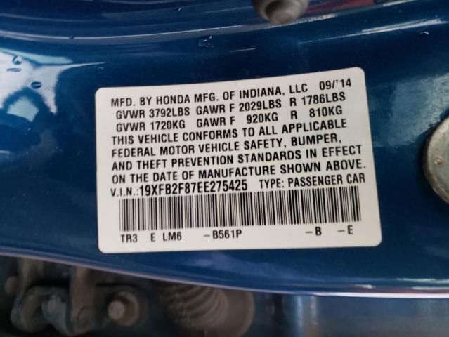 Photo 10 from auction – 2014 HONDA CIVIC EX with VIN 19XFB2F87EE275425