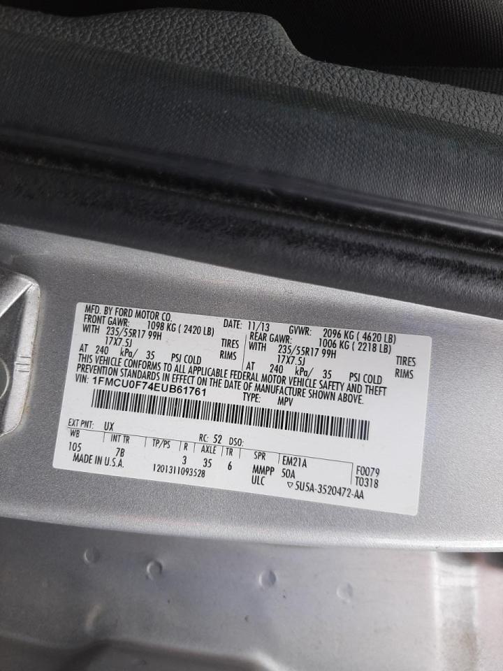 Photo 10 from auction – 2014 FORD ESCAPE S with VIN 1FMCU0F74EUB61761