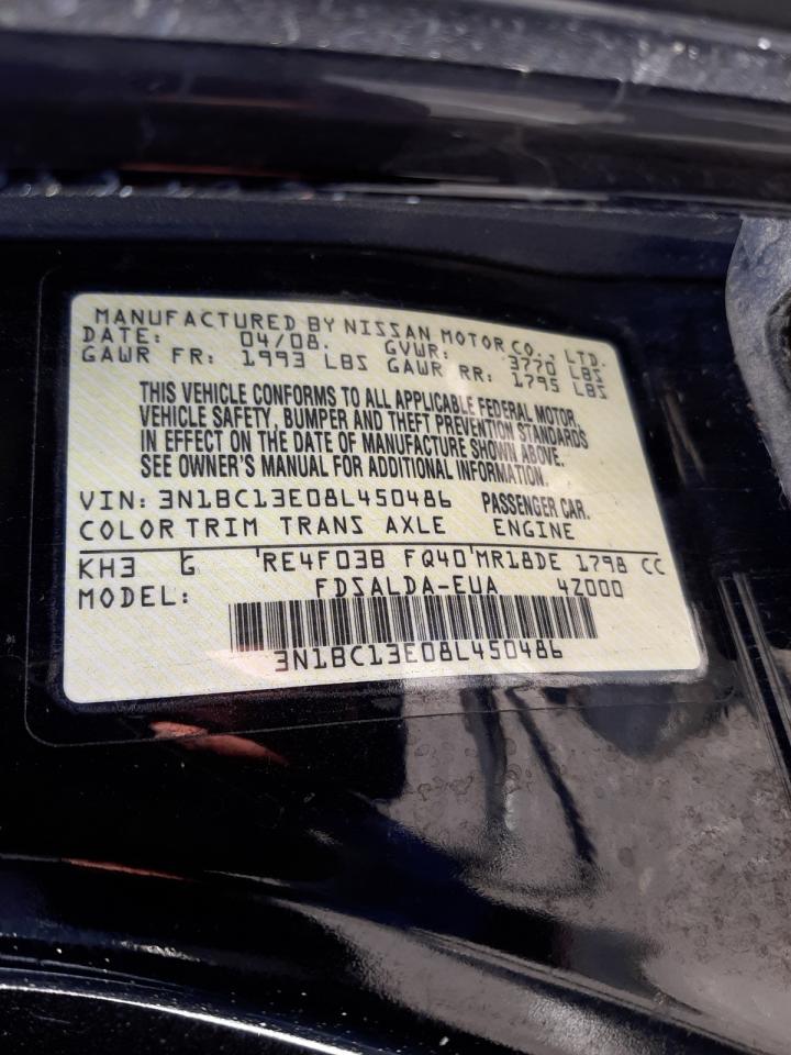 Photo 10 from auction – 2008 NISSAN VERSA S with VIN 3N1BC13E08L450486