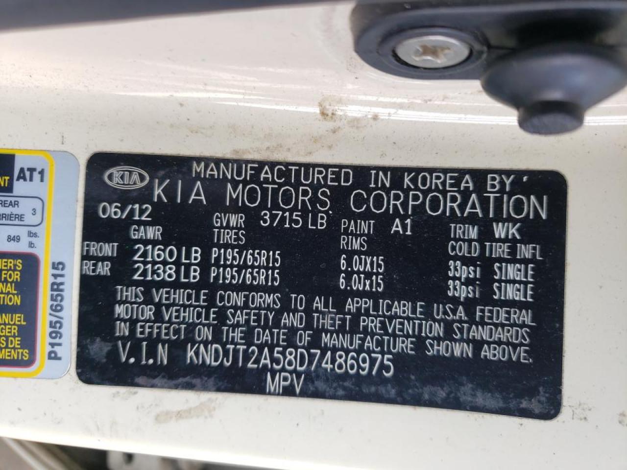 Photo 10 from auction – 2013 KIA SOUL with VIN KNDJT2A58D7486975