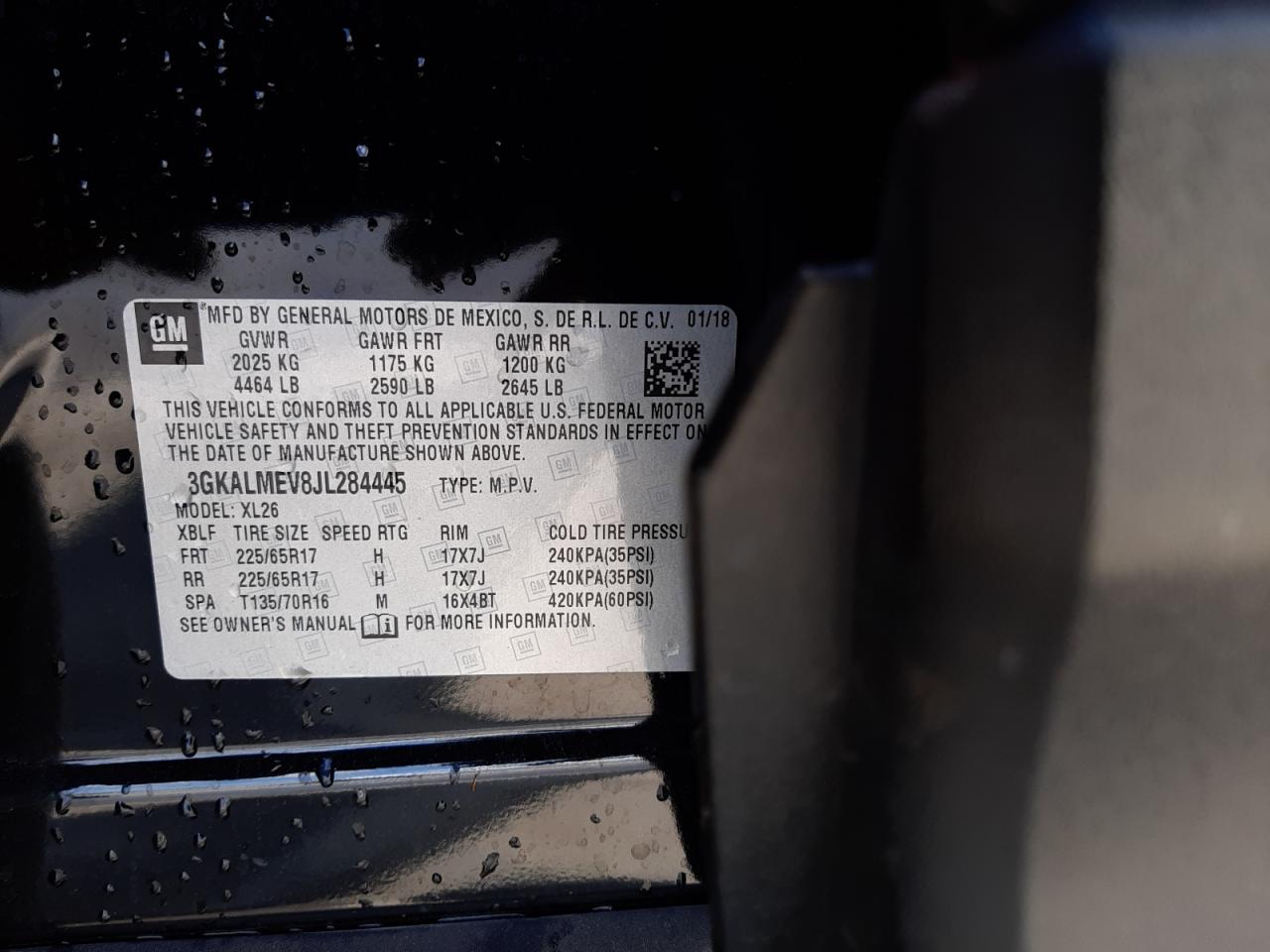 Photo 10 from auction – 2018 GMC TERRAIN SL with VIN 3GKALMEV8JL284445