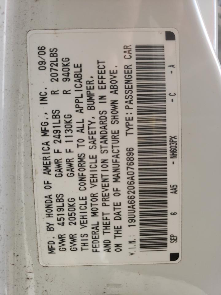 Photo 20 from auction – 2006 ACURA 3.2TL with VIN 19UUA66206A076896