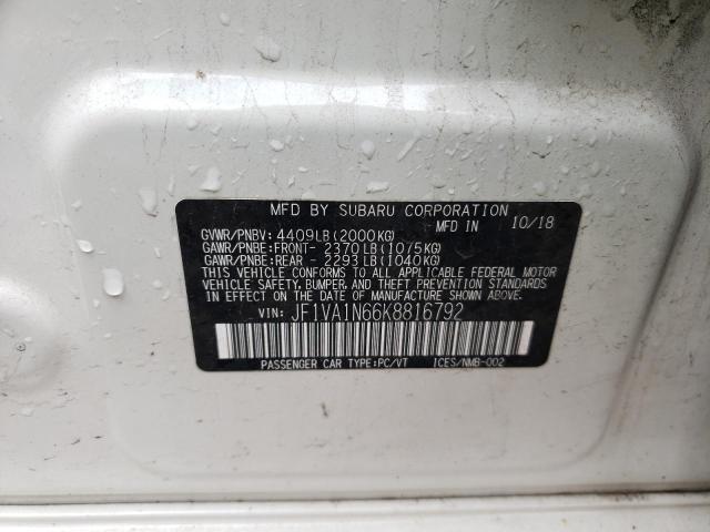 Photo 1 from auction – 2019 SUBARU WRX LIMITE with VIN JF1VA1N66K8816792