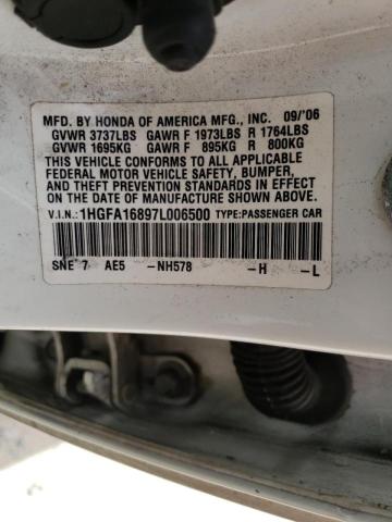 Photo 10 from auction – 2007 HONDA CIVIC EX with VIN 1HGFA16897L006500