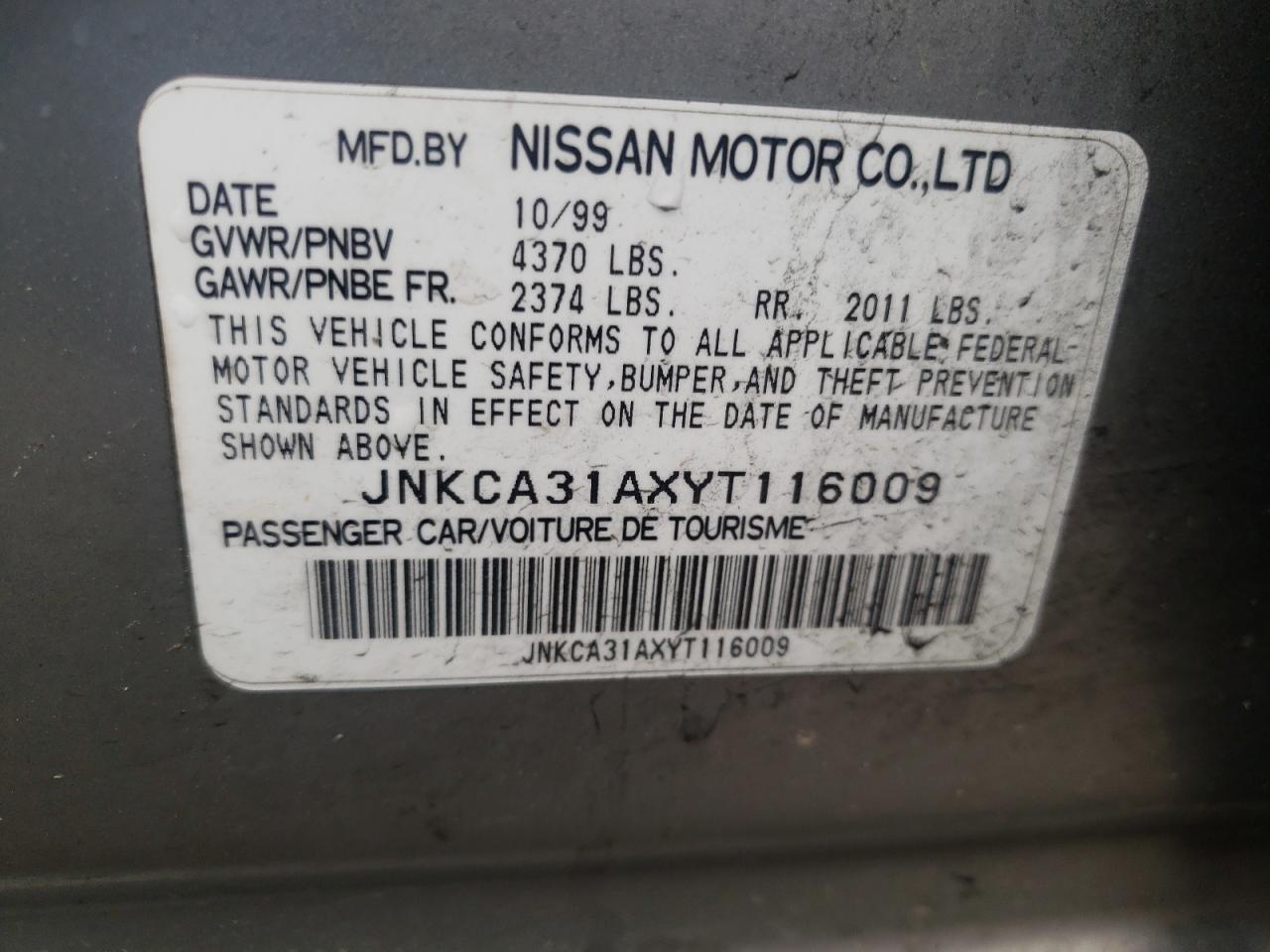 Photo 10 from auction – 2000 INFINITI I30 with VIN JNKCA31AXYT116009