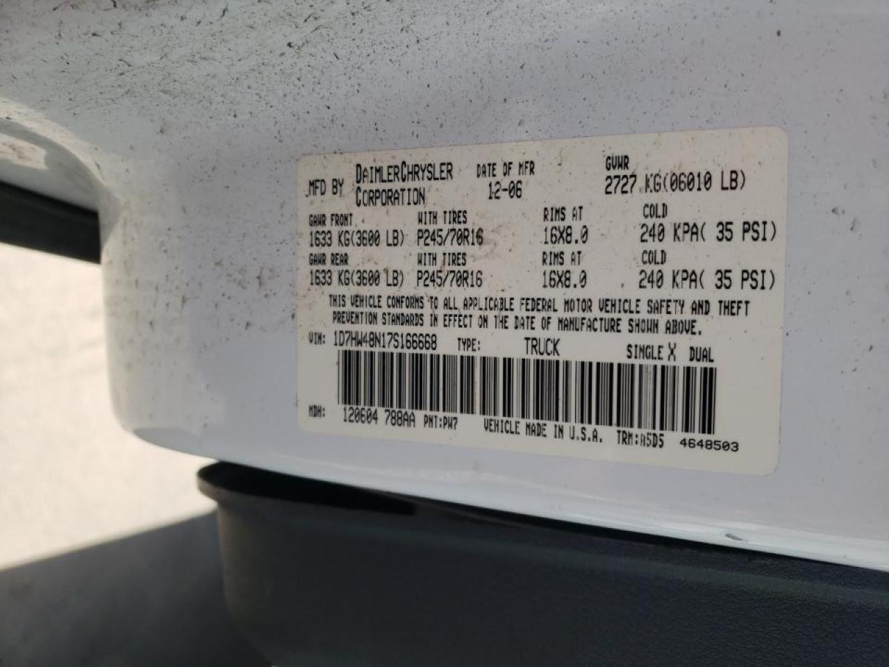 Photo 10 from auction – 2007 DODGE DAKOTA QUA with VIN 1D7HW48N17S166668