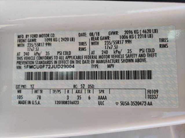 Photo 10 from auction – 2018 FORD ESCAPE S with VIN 1FMCU0F72JUD29004