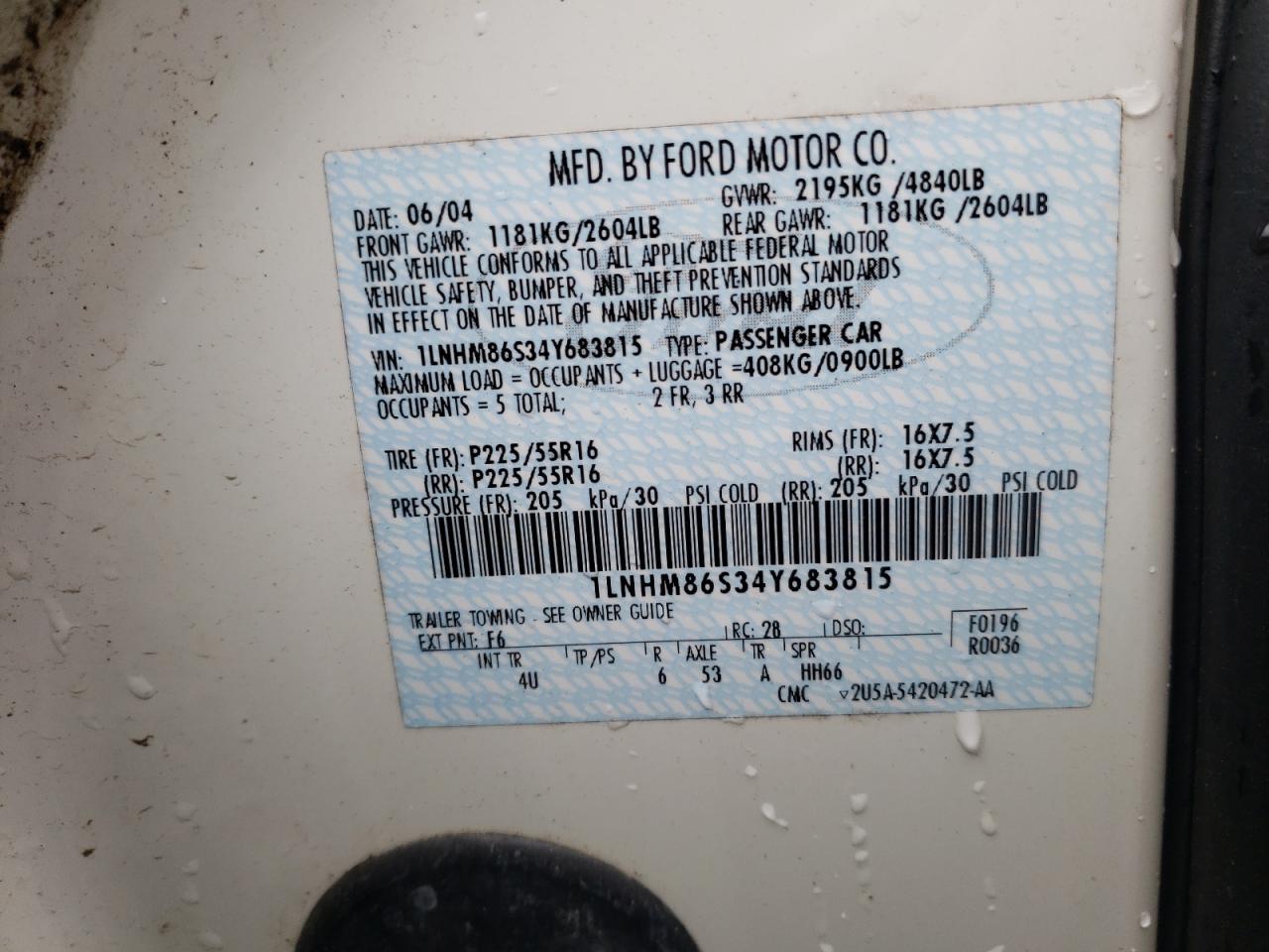 Photo 10 from auction – 2004 LINCOLN LS with VIN 1LNHM86S34Y683815