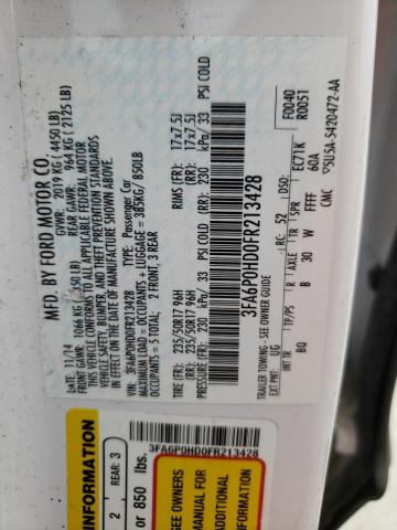Photo 10 from auction – 2015 FORD FUSION SE with VIN 3FA6P0HD0FR213428