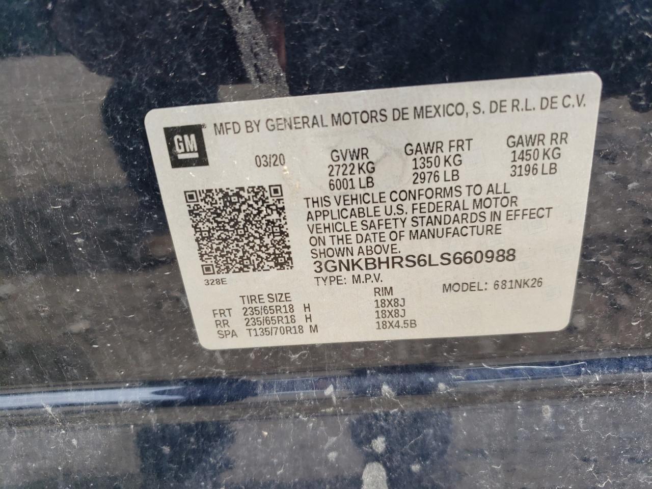 Photo 10 from auction – 2020 CHEVROLET BLAZER 2LT with VIN 3GNKBHRS6LS660988