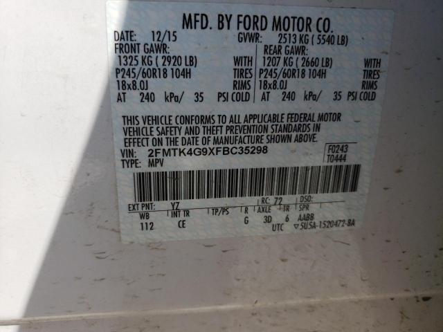 Photo 10 from auction – 2015 FORD EDGE SE with VIN 2FMTK4G9XFBC35298